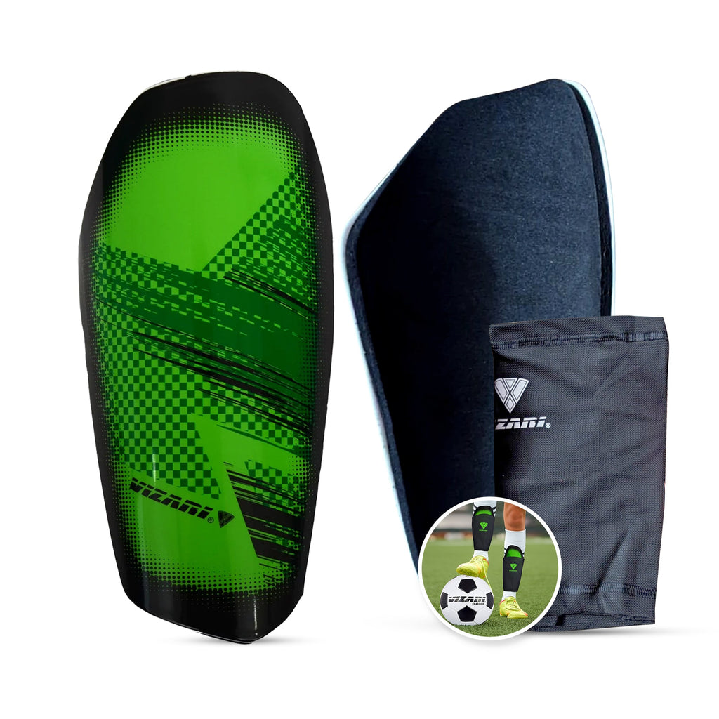 Aptos Soccer Shin Guard with Sleeve-Green/Black