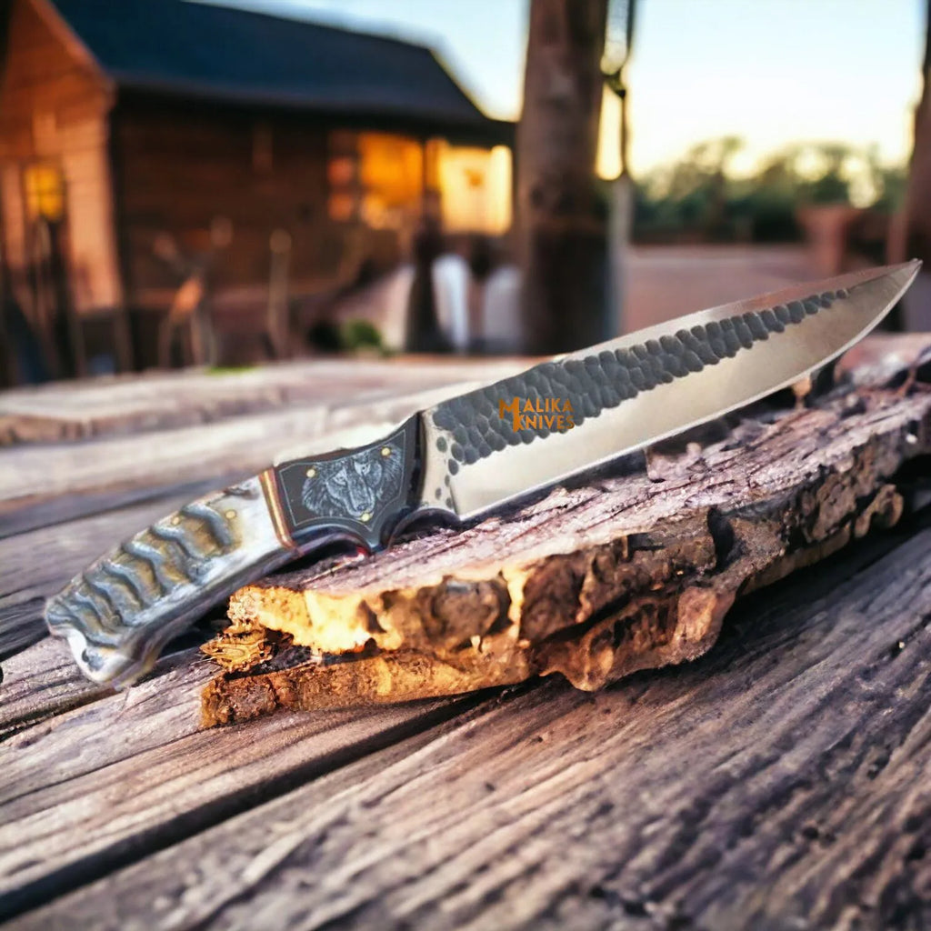 Hand Forged D2 Hunting Knife Bull Horn Handle