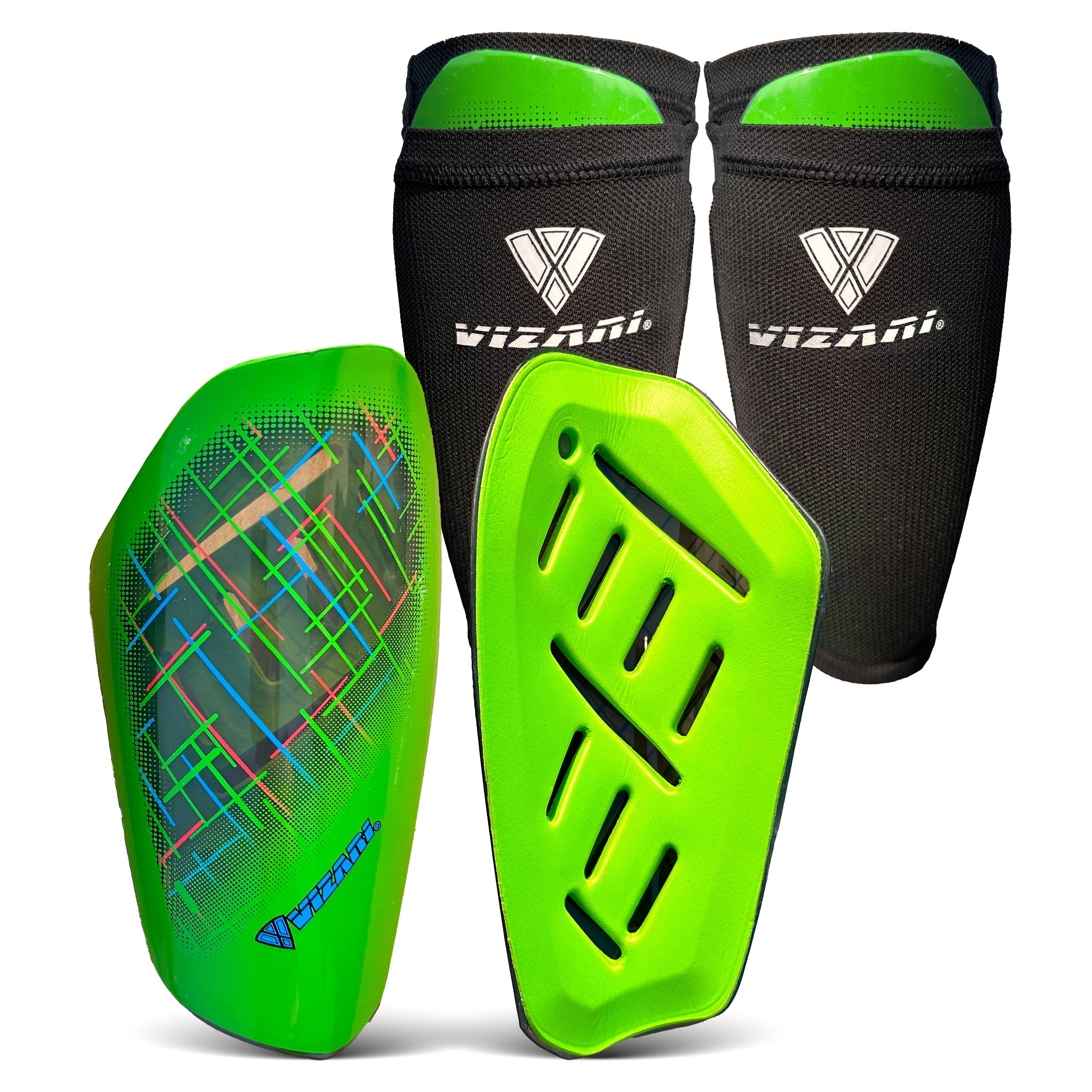 Soquel Soccer Slip in Shin Guard with Pocketed Sleeve-Green/Black