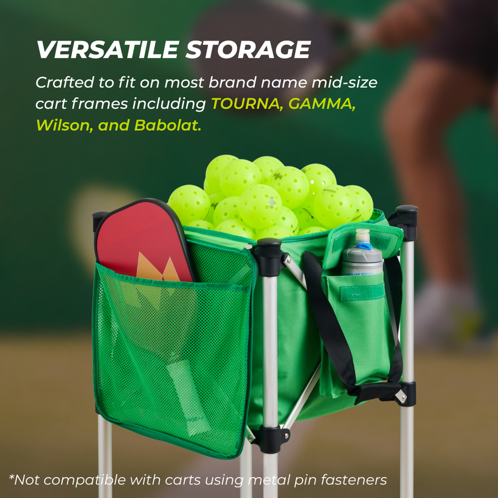 Ball Tote - Green Replacement Bag for Tennis and Pickleball Pro Teaching Cart
