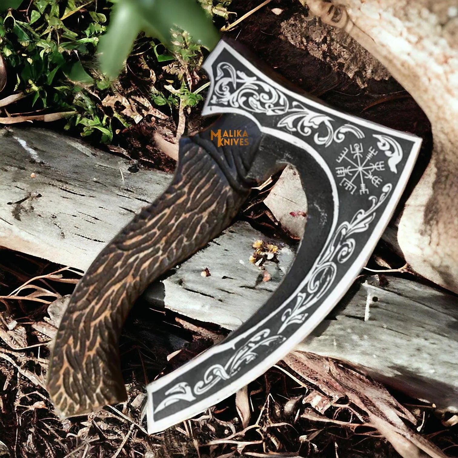 Vegvisir Viking Pizza Cutter Axe-Handforged Axe with Leather Sheath-1301