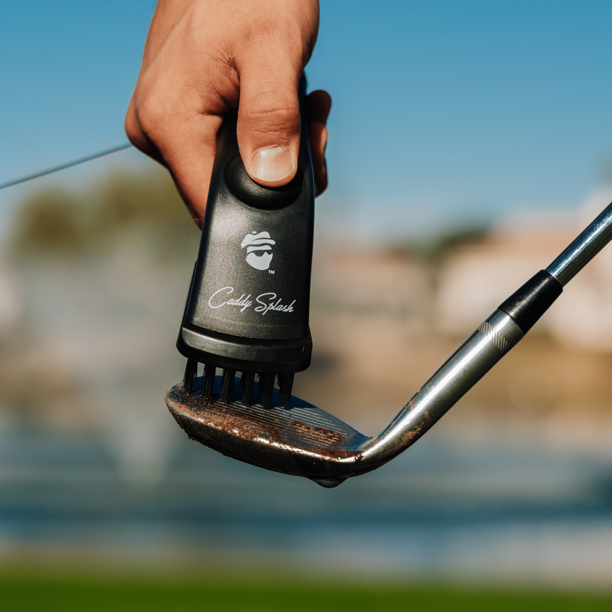 Golf Pocket Mag Towel - Black & Golf Club Water Brush Pro Bundle