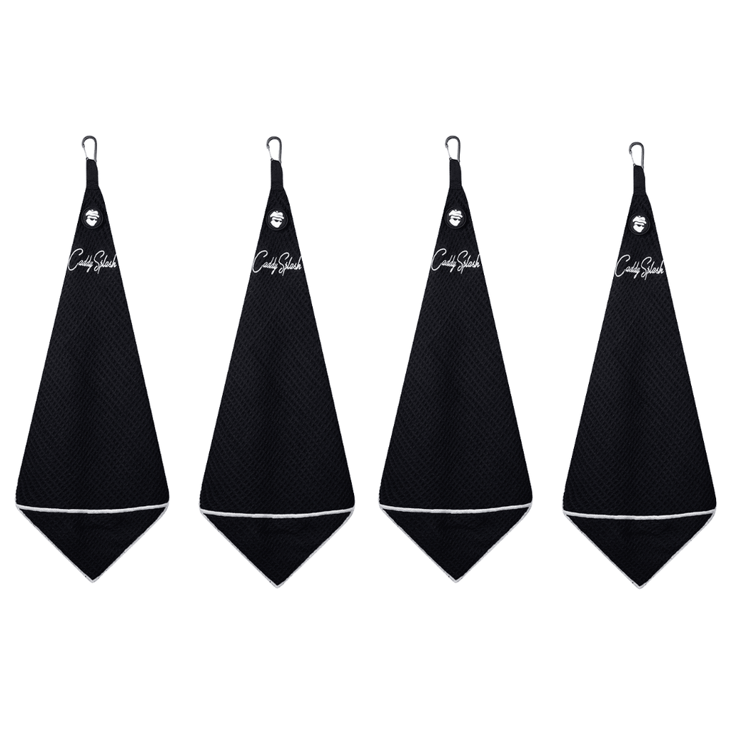 Magnetic Golf Towel with Ball Pocket - Black