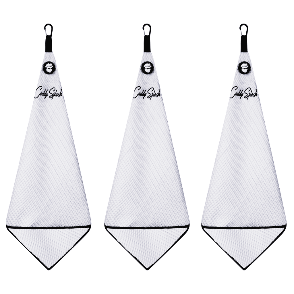 Magnetic Golf Towel with Ball Pocket - White