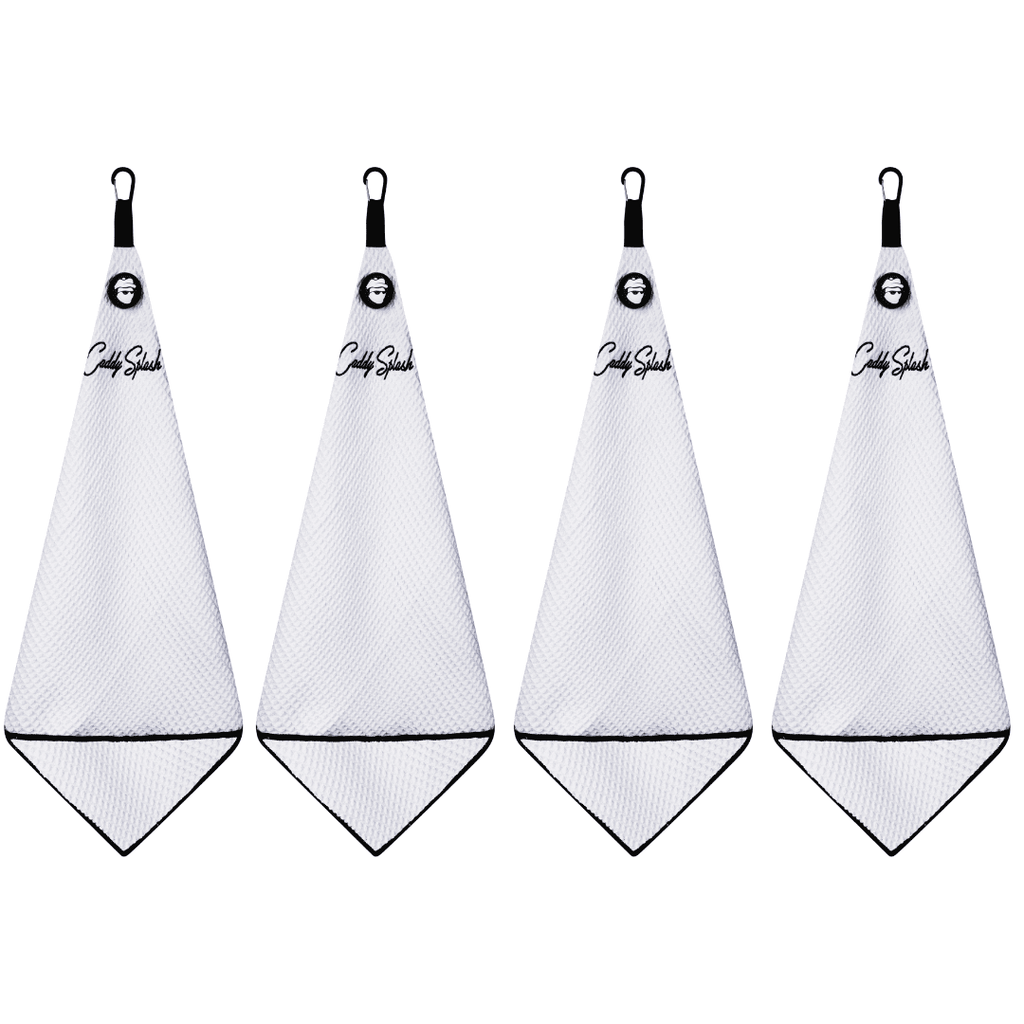 Magnetic Golf Towel with Ball Pocket - White