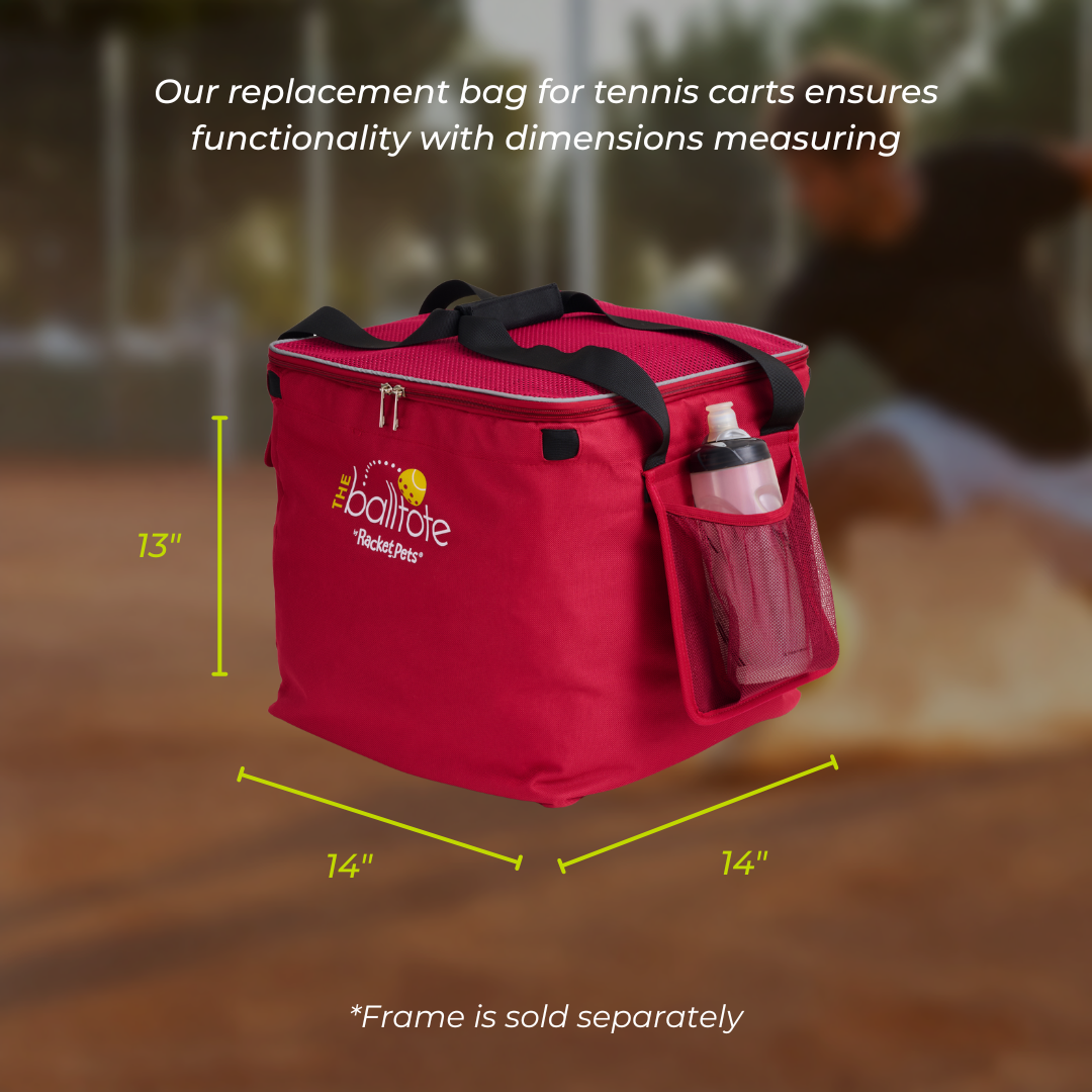 Ball Tote - Red Replacement Bag for Tennis and Pickleball Pro Teaching Cart
