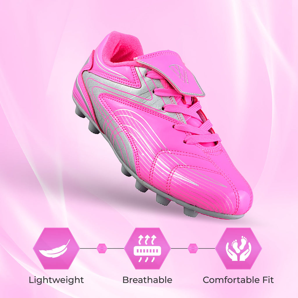 Striker Firm Ground Soccer Shoes -Pink/Silver