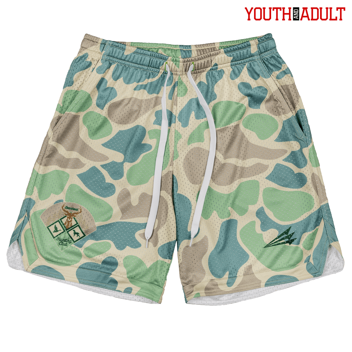 Seamhead Hunting Club Camo Mesh Lifestyle Baseball Shorts
