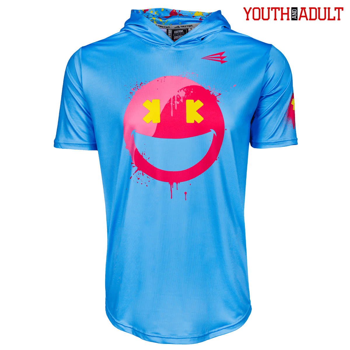 Smiley K Paint Splatter HyperMAX Short Sleeve Baseball Hoodie