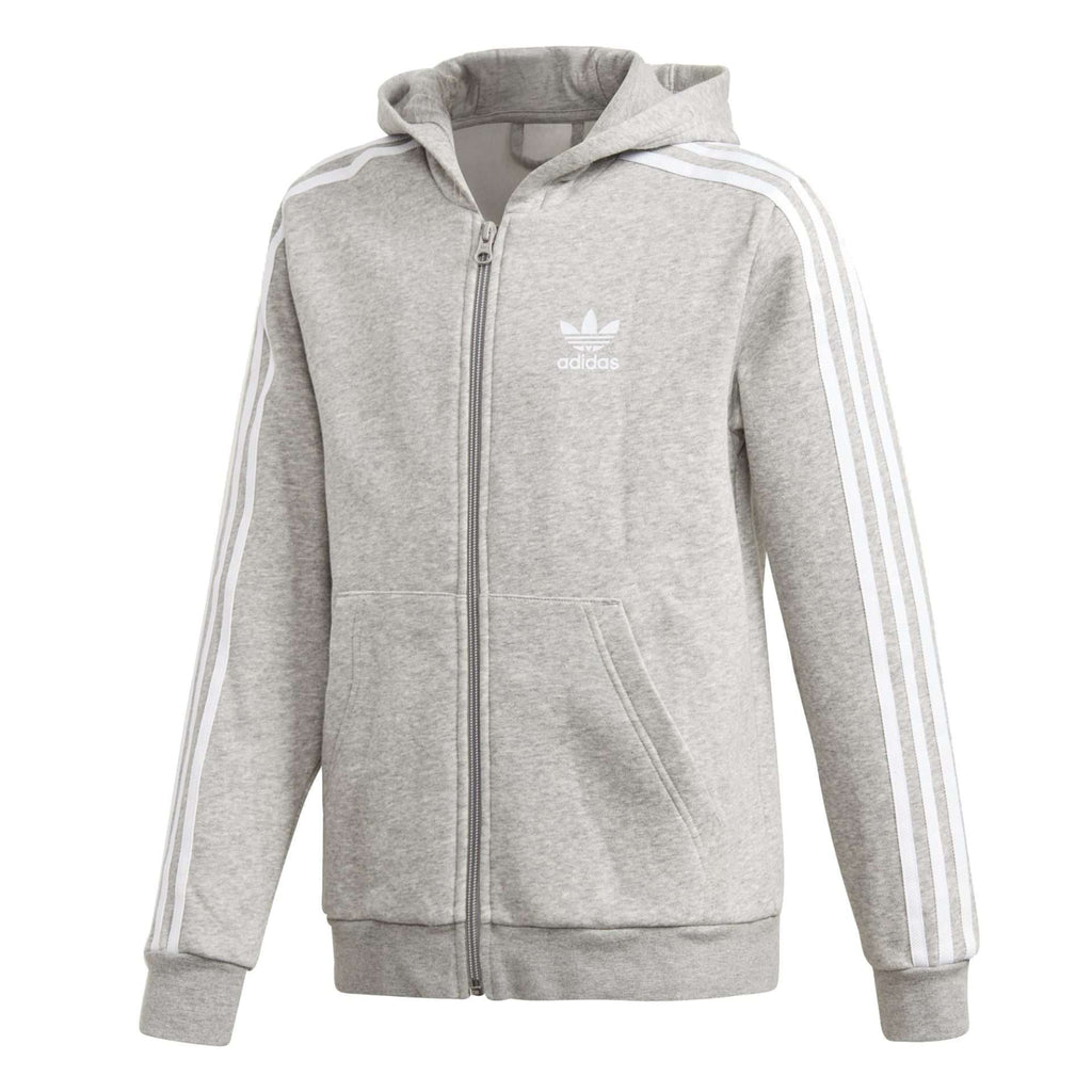 adidas Originals Youth Boys Trefoil Full-Zip Hoodie - MEDIUM GREY / HEATHER WHITE