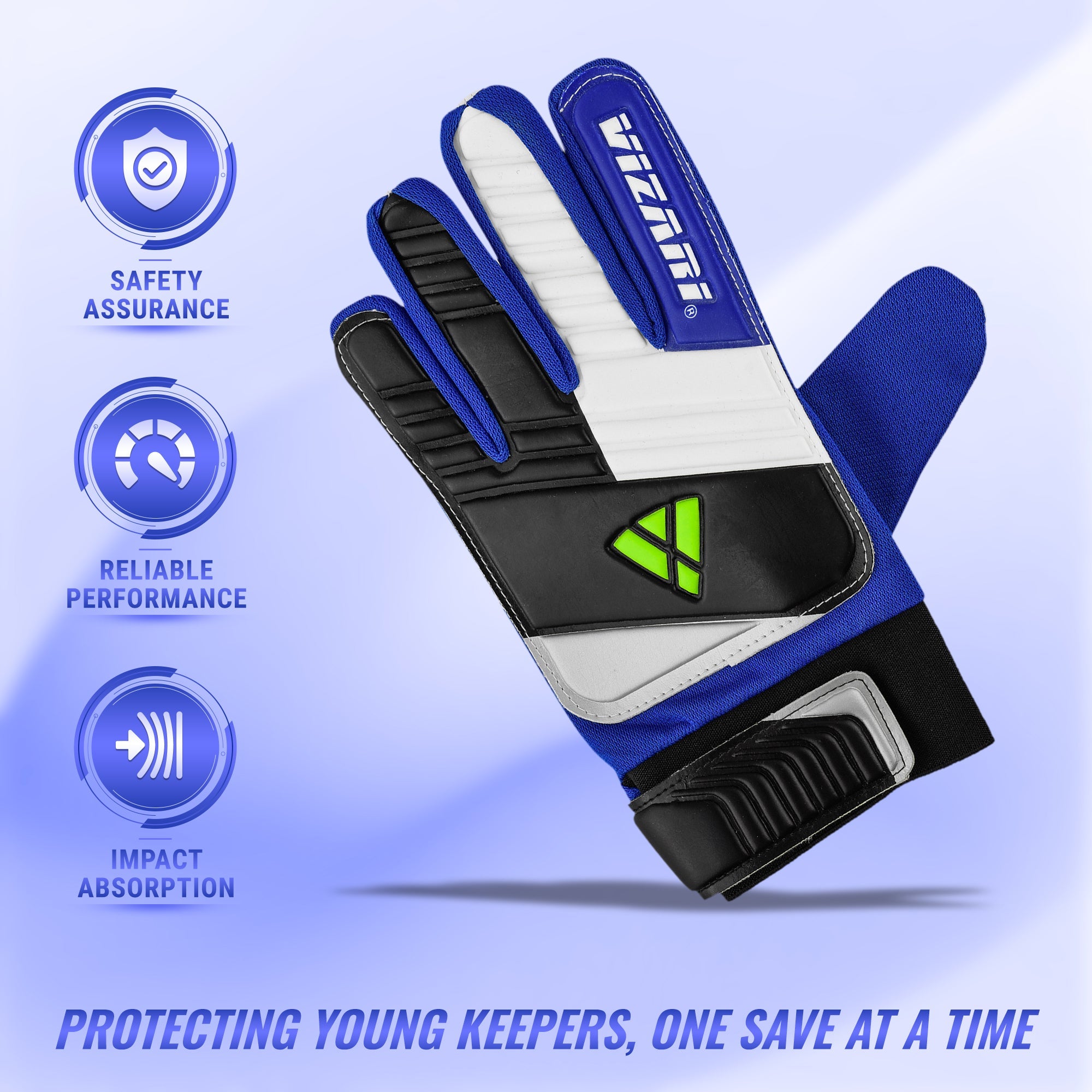 Junior Keeper Gloves-Blue/White/Black