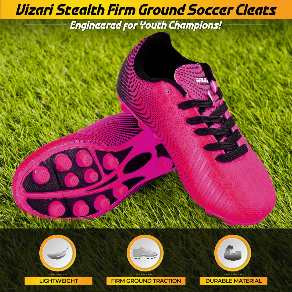 Vizari Stealth Firm Ground Soccer Shoes – Pink/Black