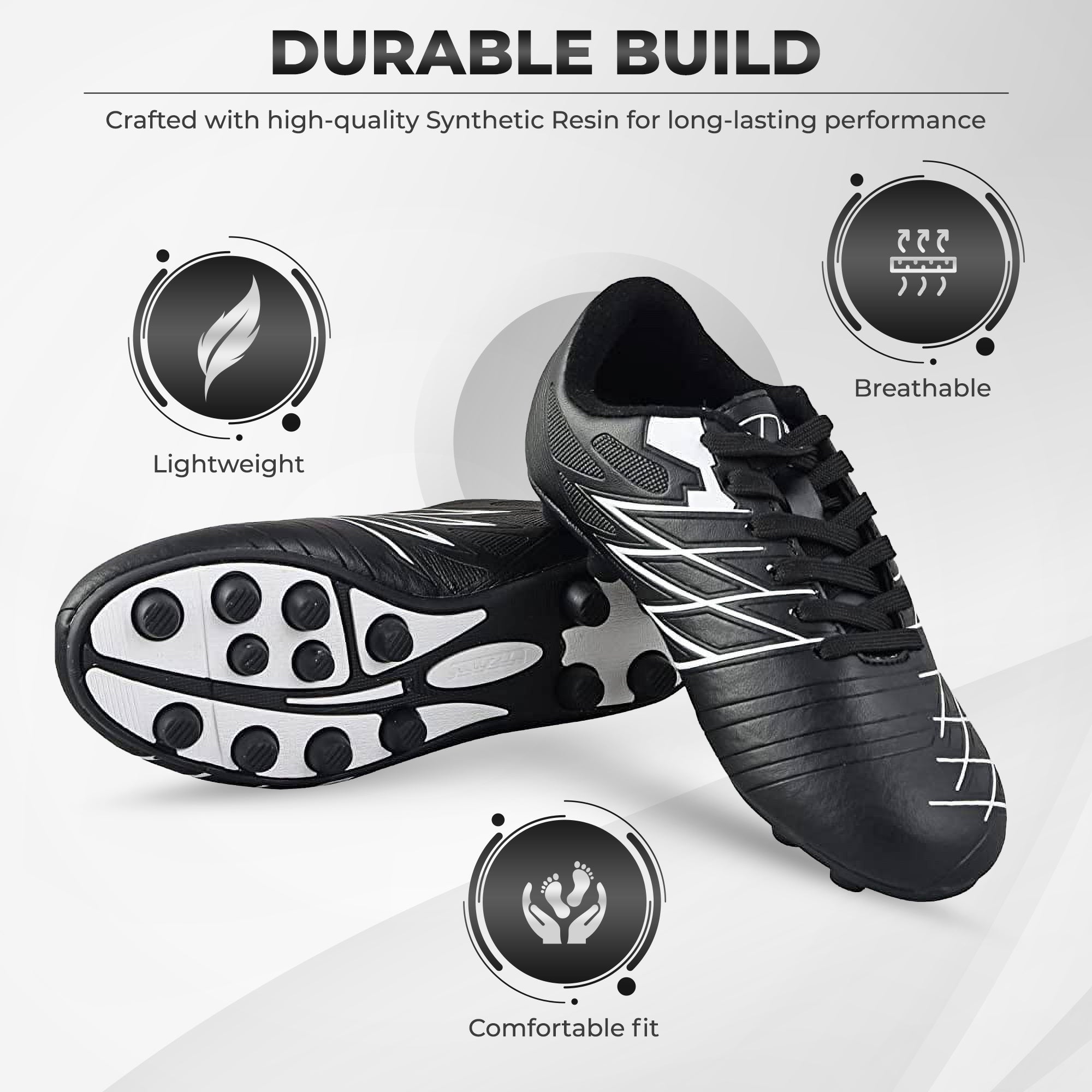 Boca Firm Ground Soccer Shoes -Black/White