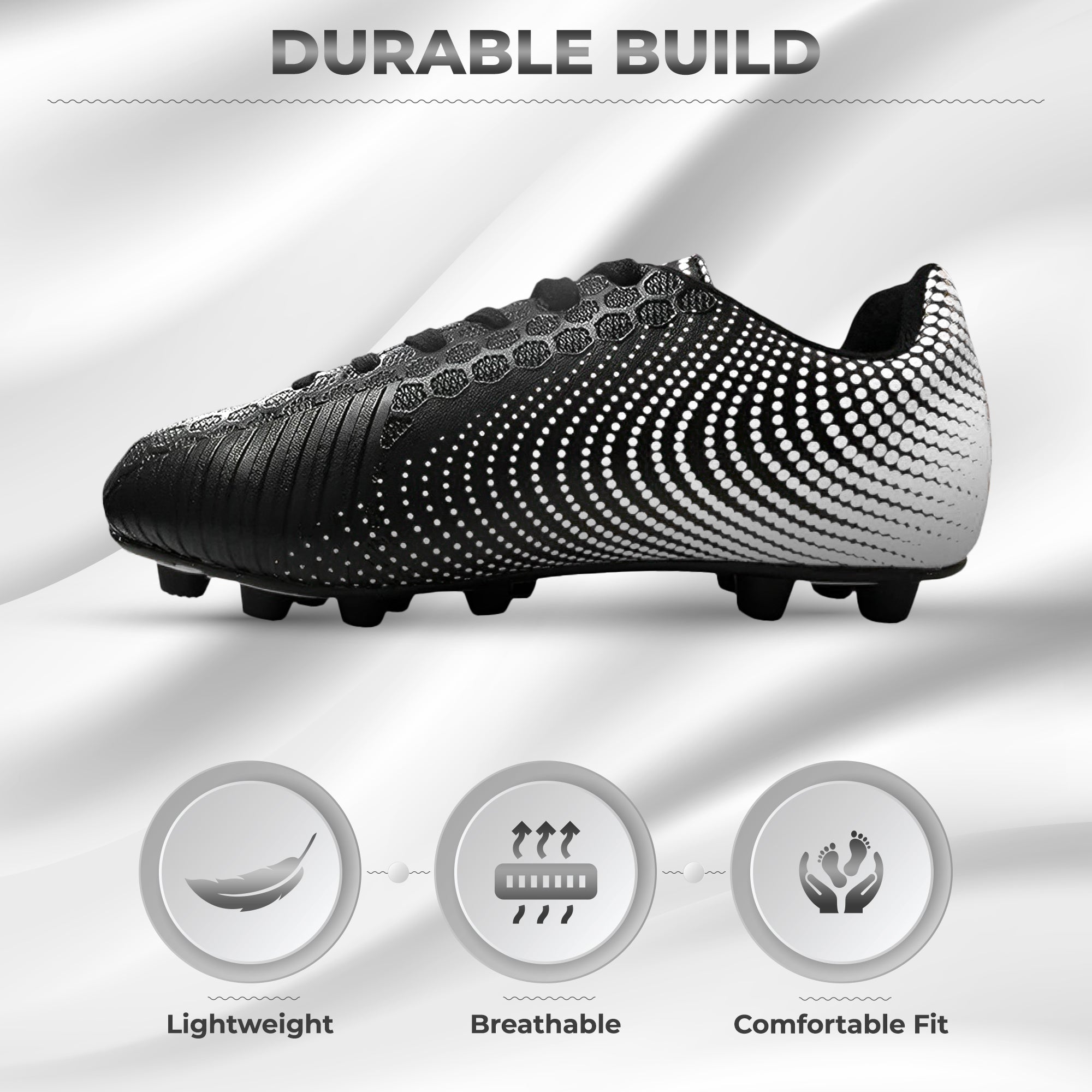 Stealth Firm Ground Soccer Shoes -Black/White
