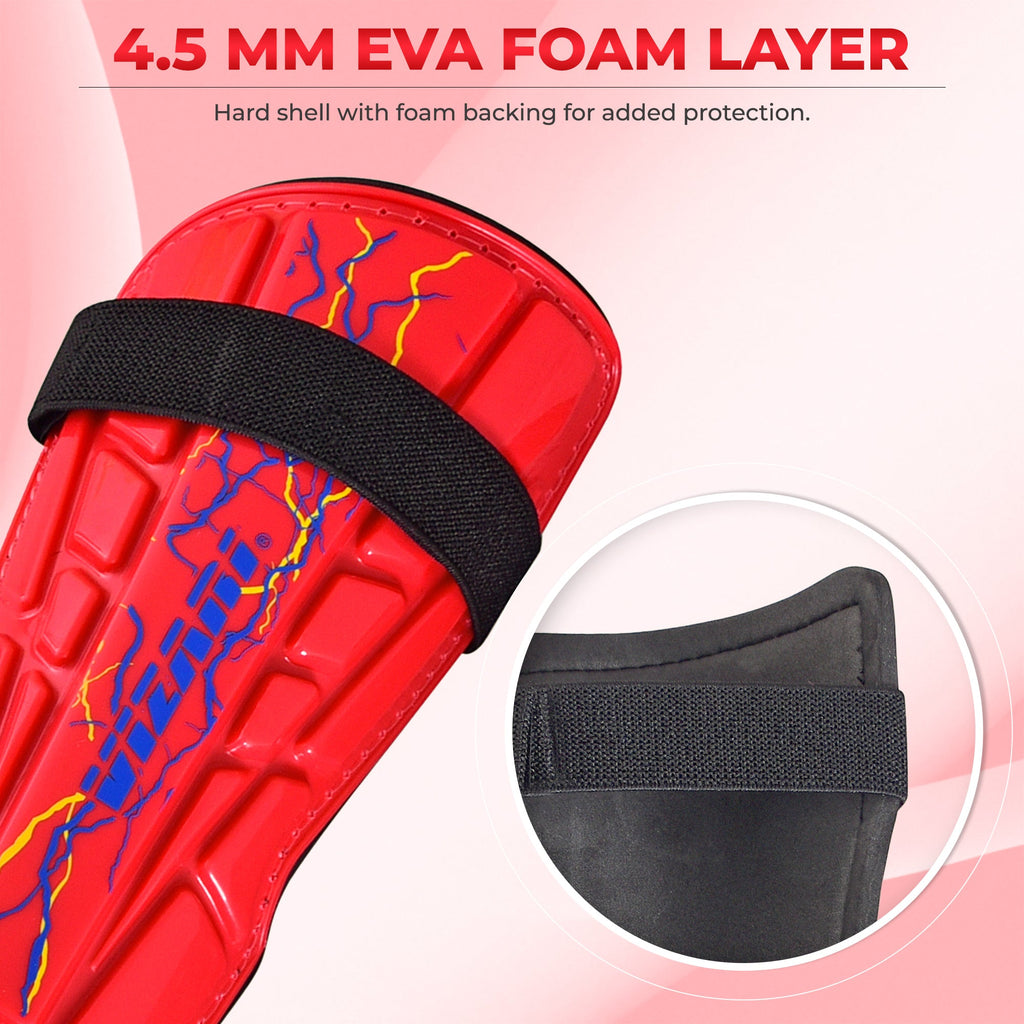 Zodiac Soccer Shin Guard with Detachable Ankle Protection-Red