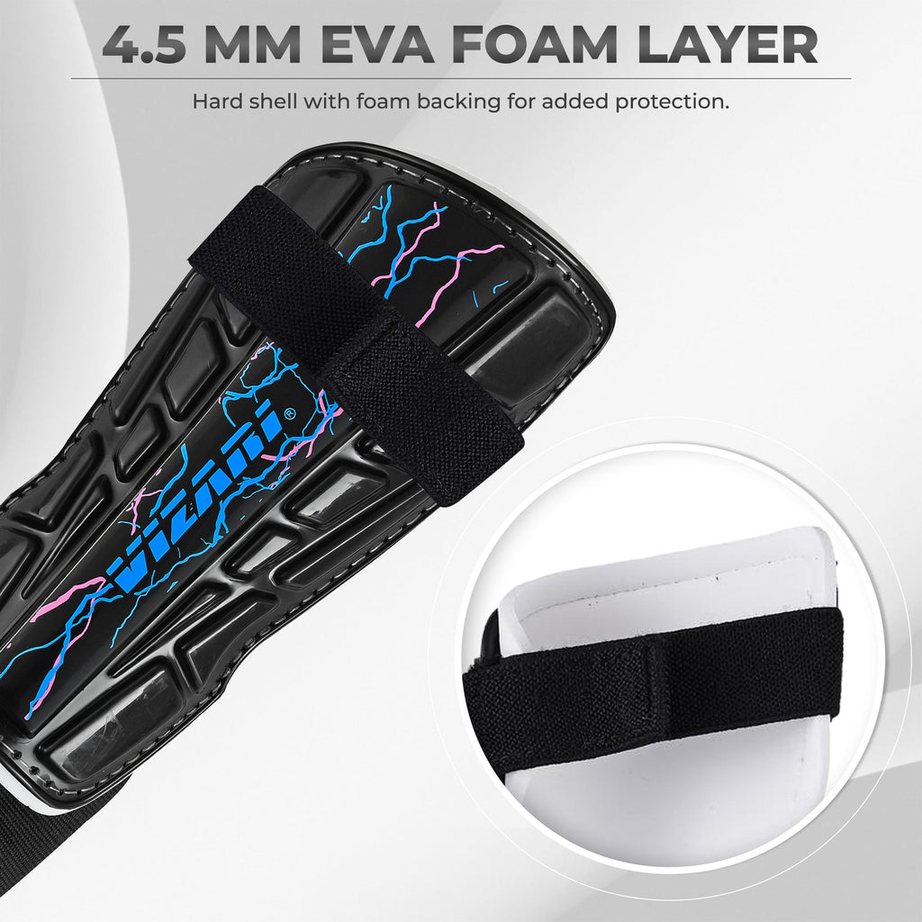 Zodiac Soccer Shin Guard with Detachable Ankle Protection-Black