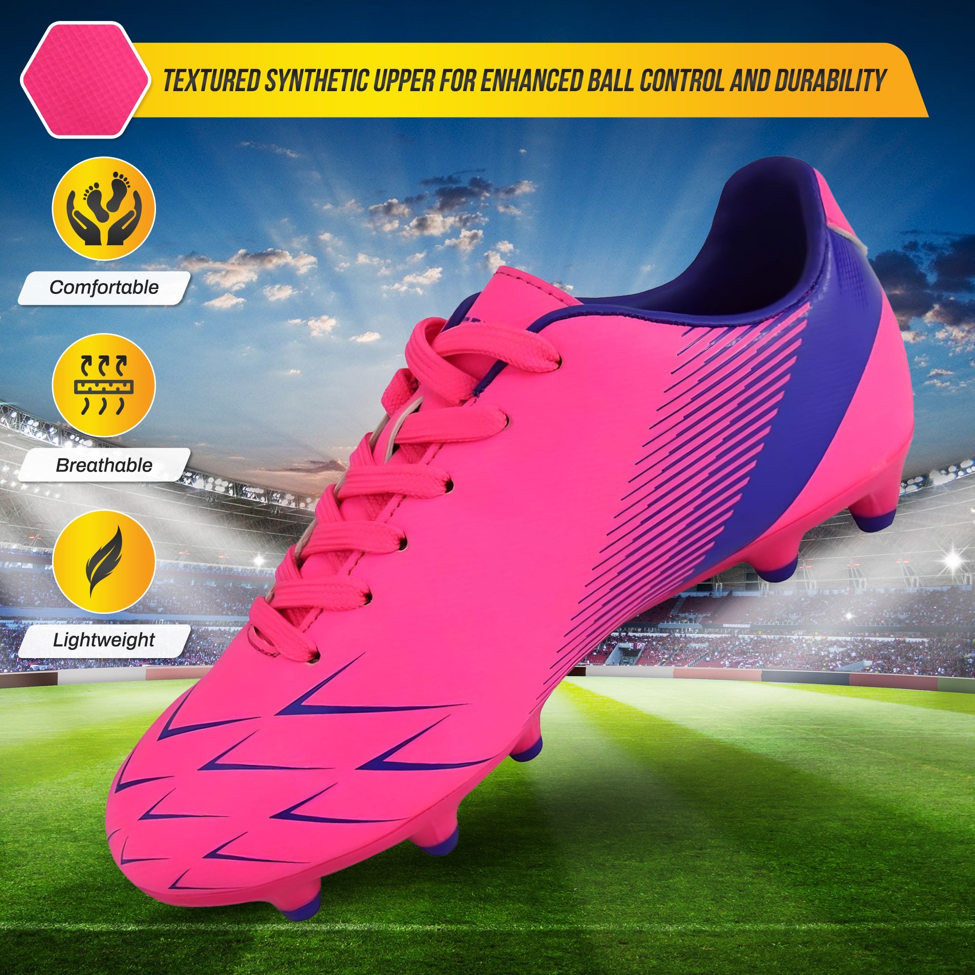 Ranger Firm Ground Soccer Shoes -Pink/Purple