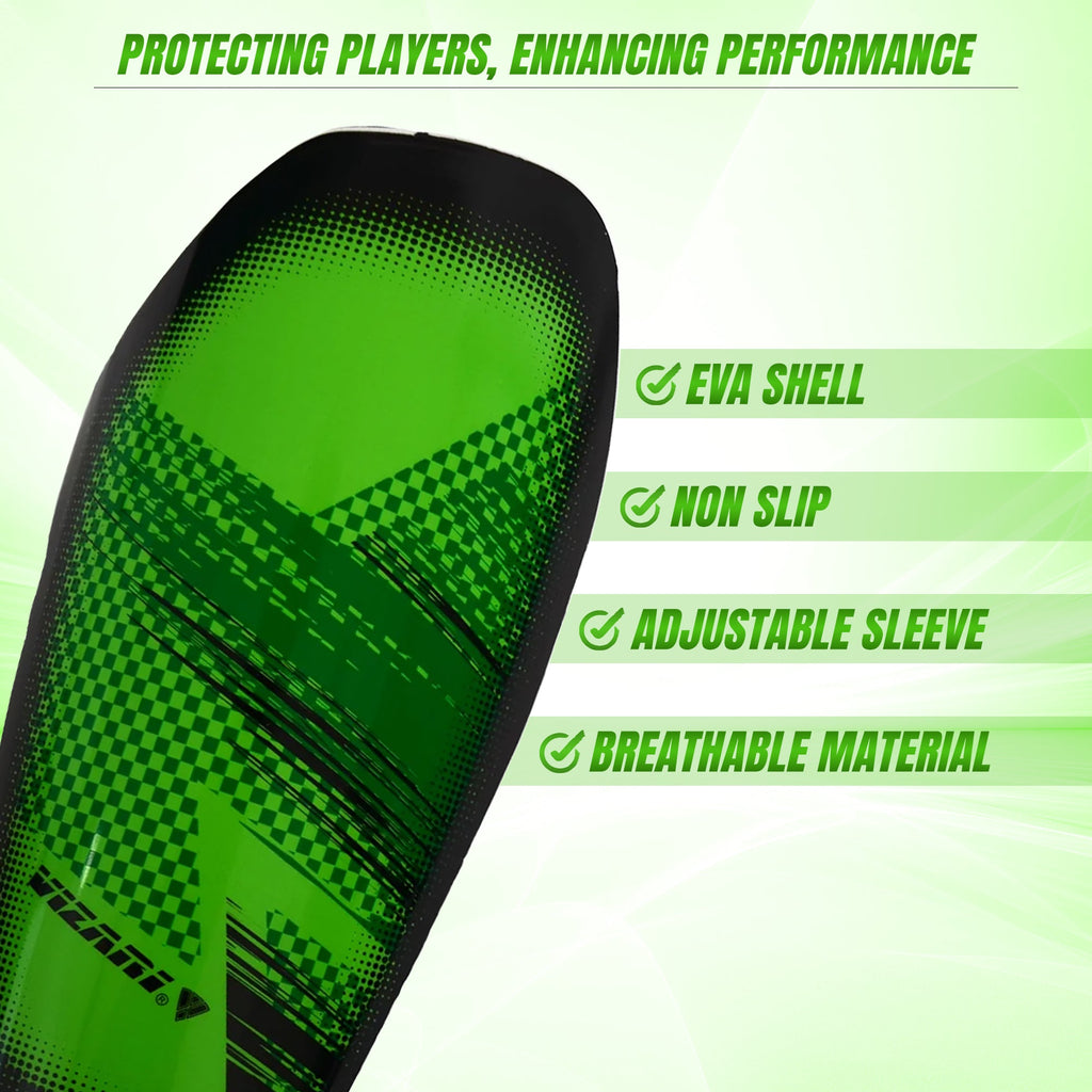 Aptos Soccer Shin Guard with Sleeve-Green/Black