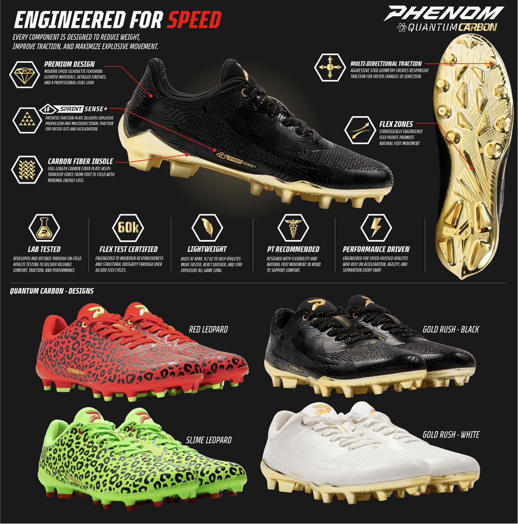 Red Leopard Cleats — Quantum Carbon by Phenom Elite
