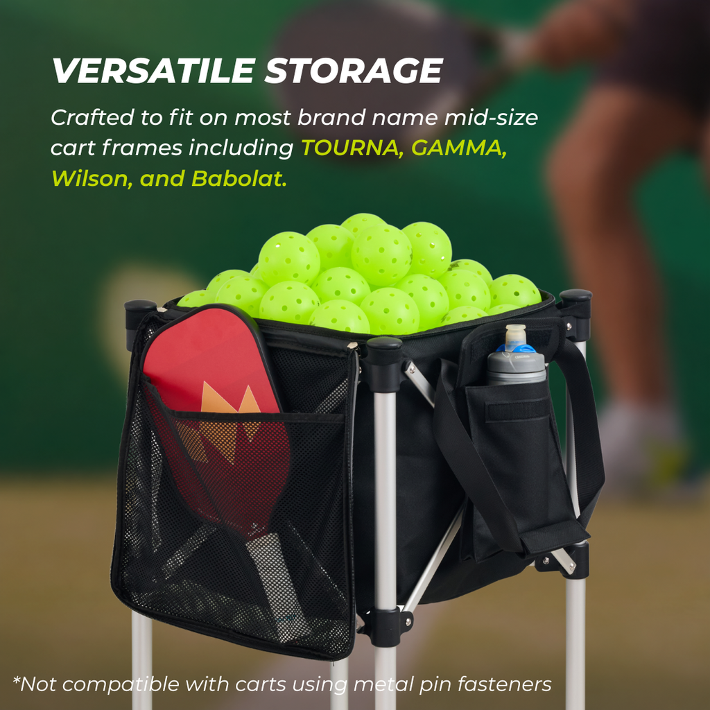 Ball Tote - Black Replacement Bag for Tennis and Pickleball Pro Teaching Cart