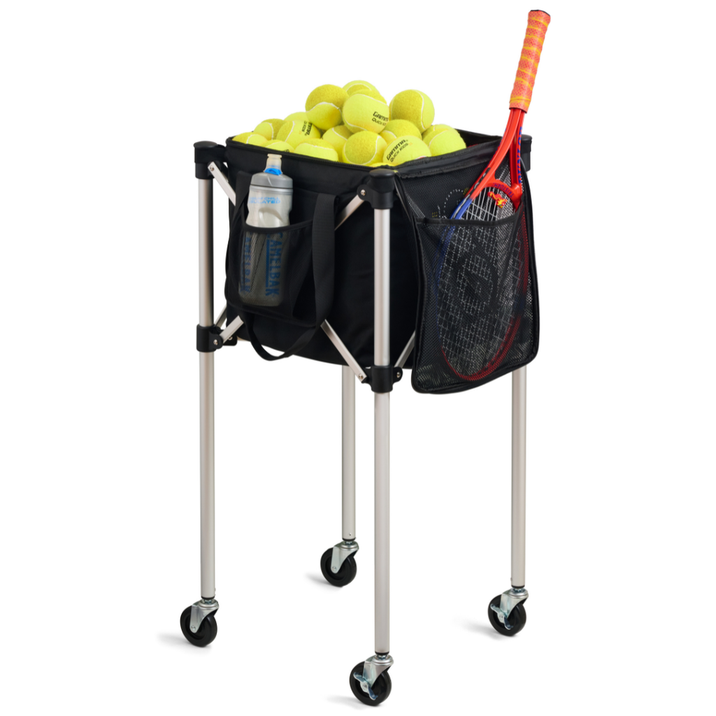 Ball Tote & Cart - Portable Teaching Cart with Black Ball Tote Bag for Tennis and Pickleball Pros