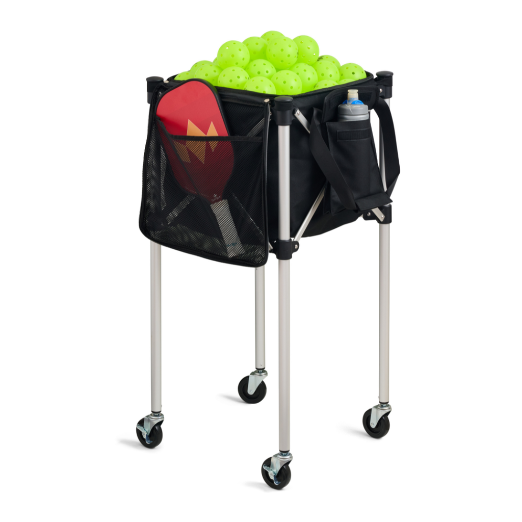 Ball Tote & Cart - Portable Teaching Cart with Black Ball Tote Bag for Tennis and Pickleball Pros