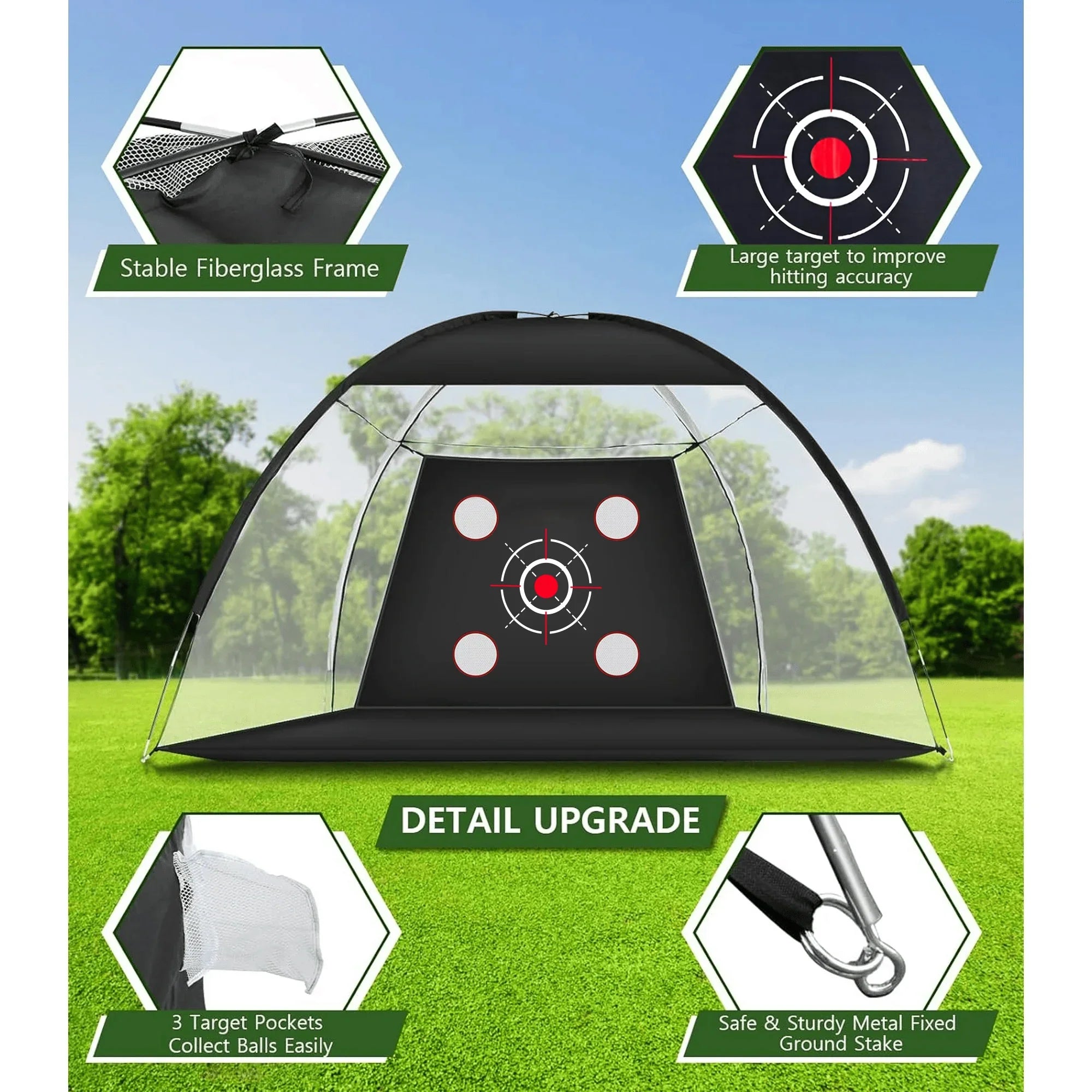 10x7FT Golf Practice Net with Mat & Target – Backyard Driving & Chipping Aid