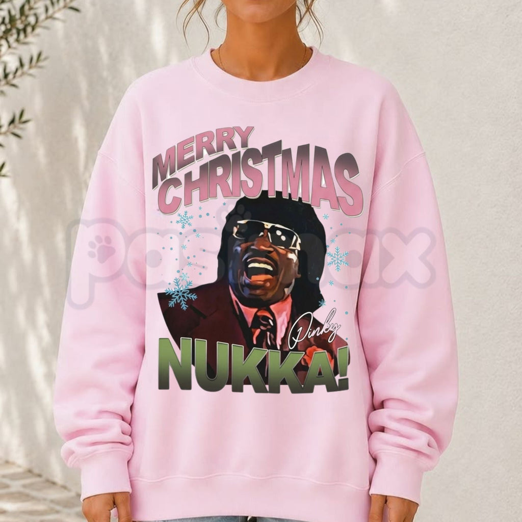 Merry Christmas Nukka Pink Sweatshirt | Pinky Christmas Holiday Graphic Crewneck