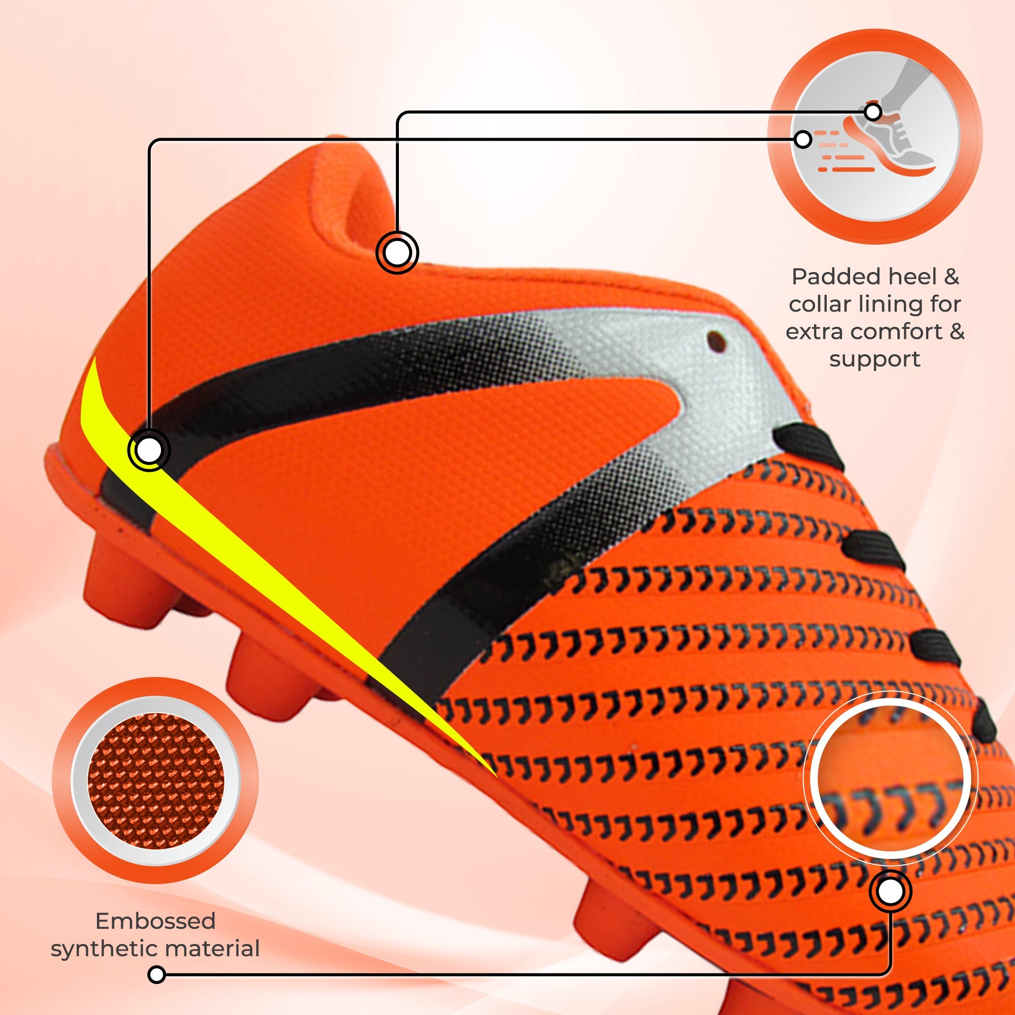 Vizari Impact Firm Ground Soccer Shoes – Orange/Silver