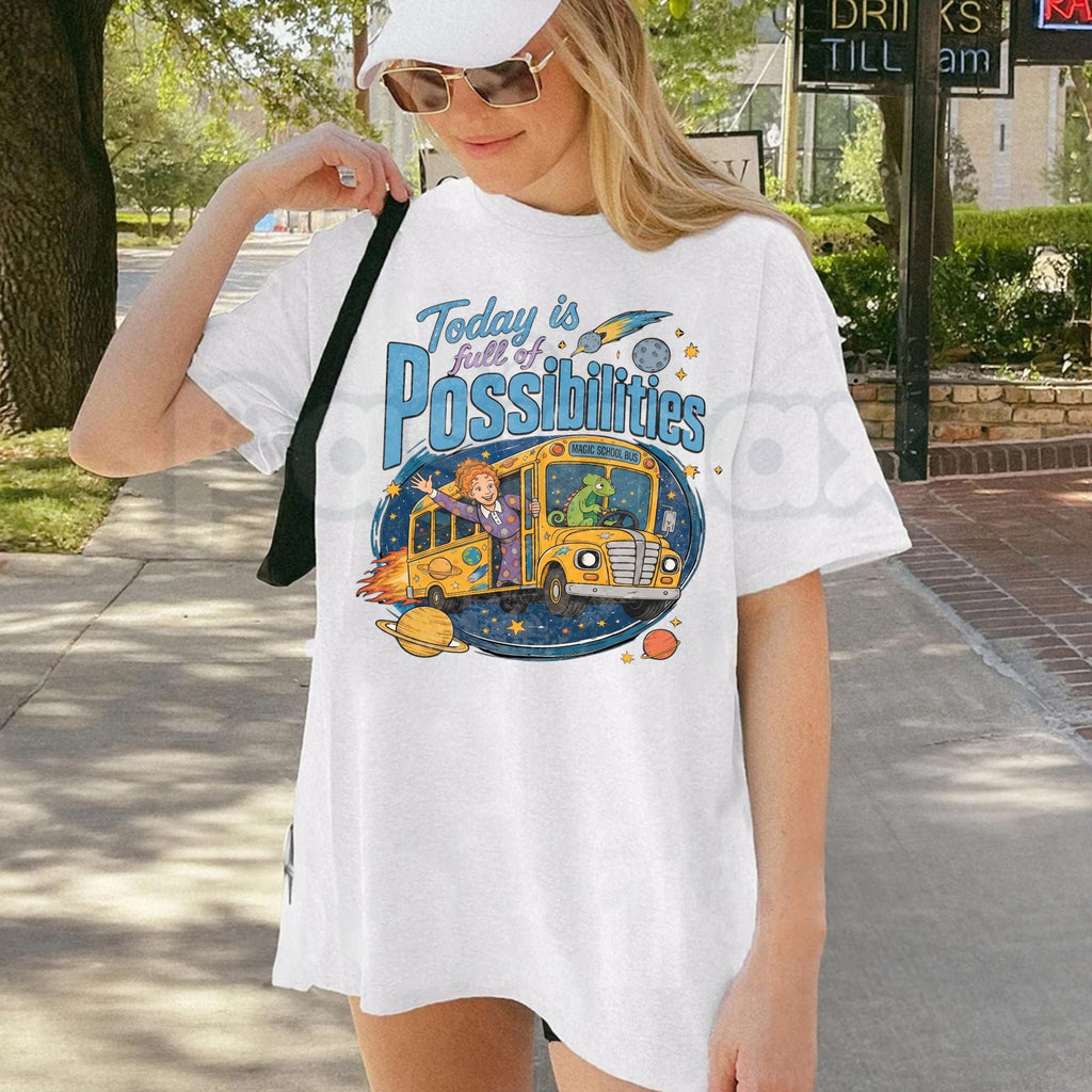 Magic School Bus Miss Frizzle Inspired 90's Vintage Graphic T-Shirt – Nostalgic Teacher Cartoon Tee
