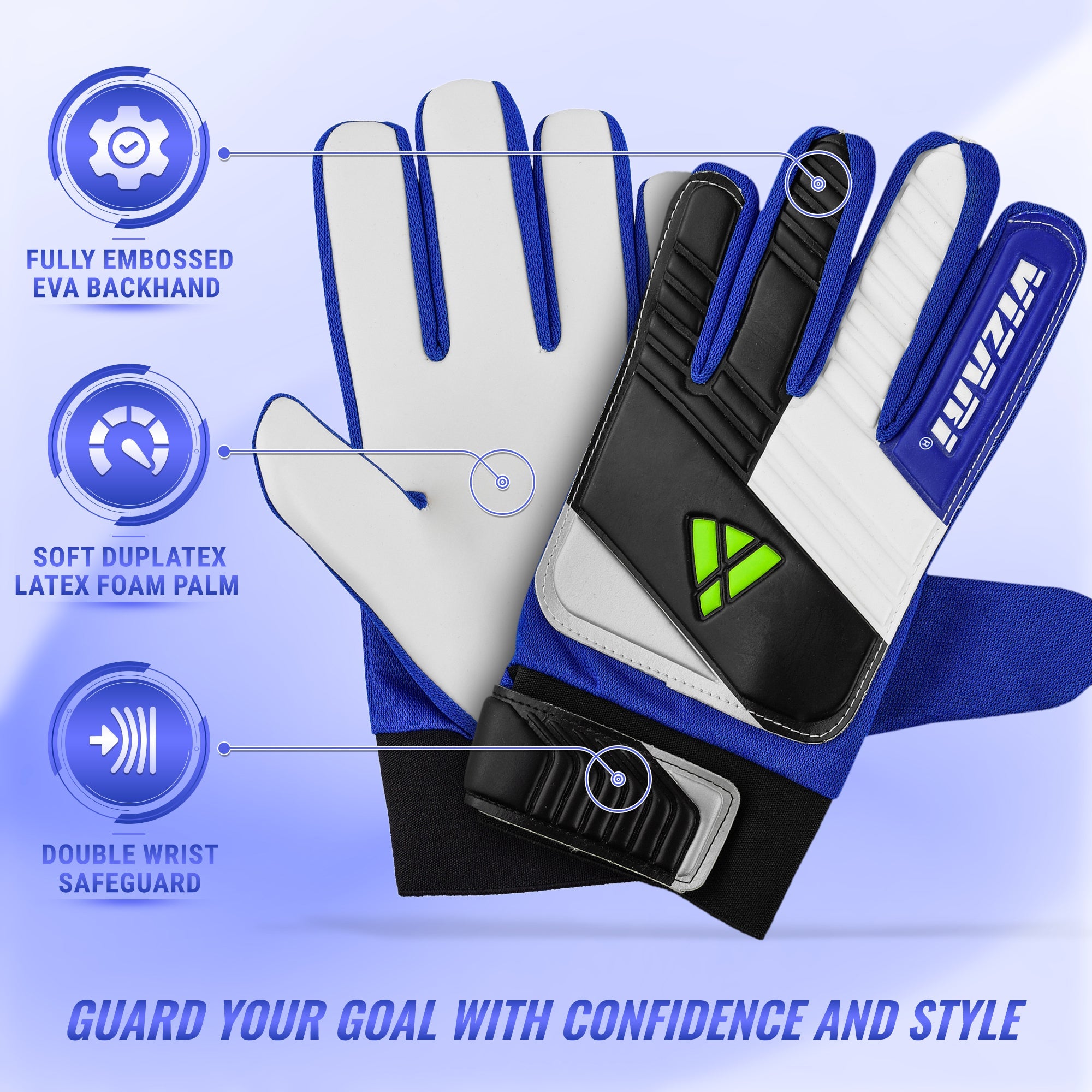 Junior Keeper Gloves-Blue/White/Black