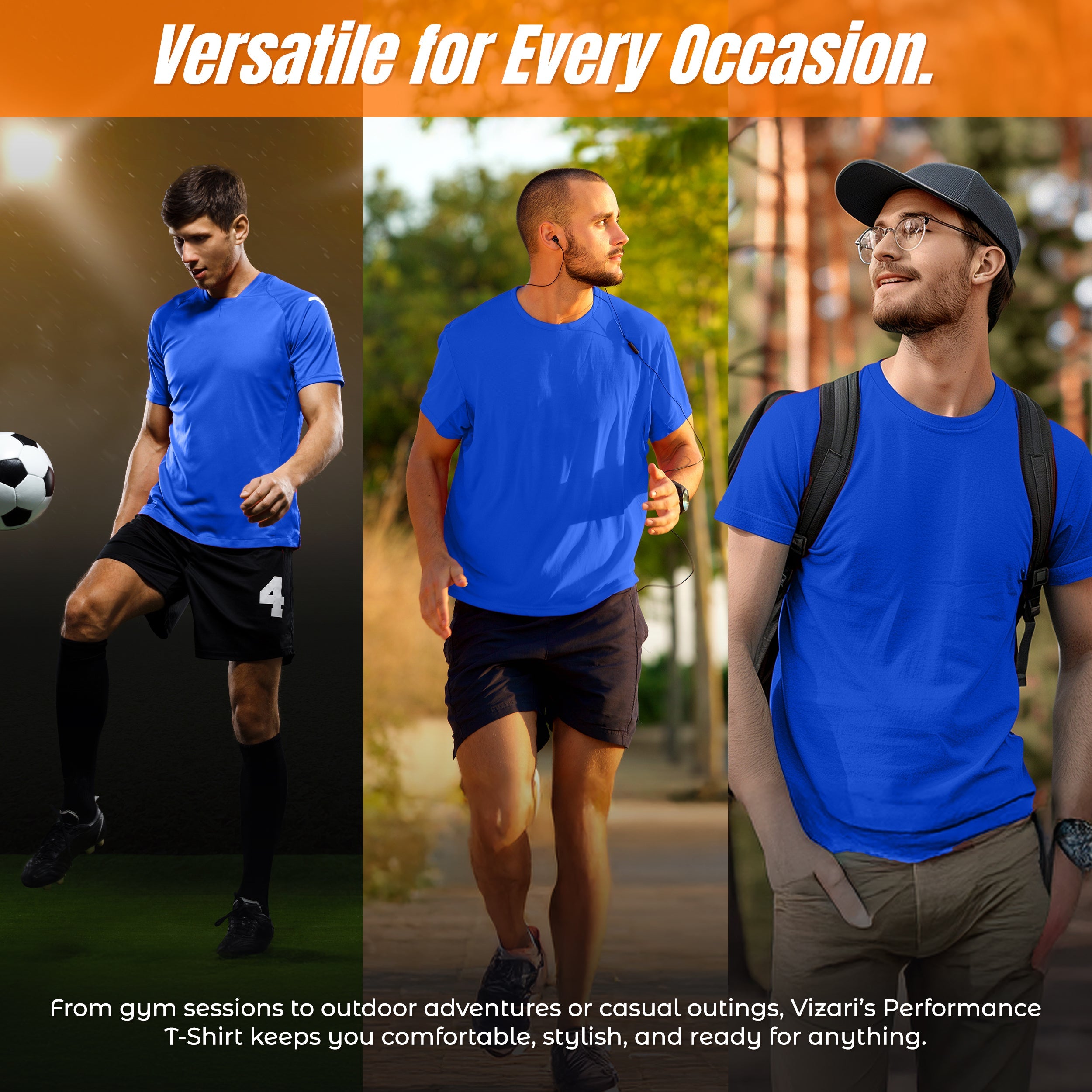 Vizari Performance T-Shirt for Men - Royal Blue