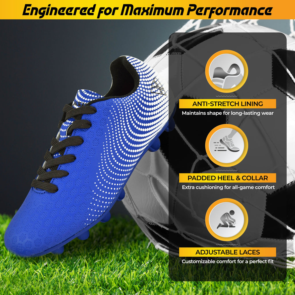 Stealth Firm Ground Soccer Shoes -Blue/White