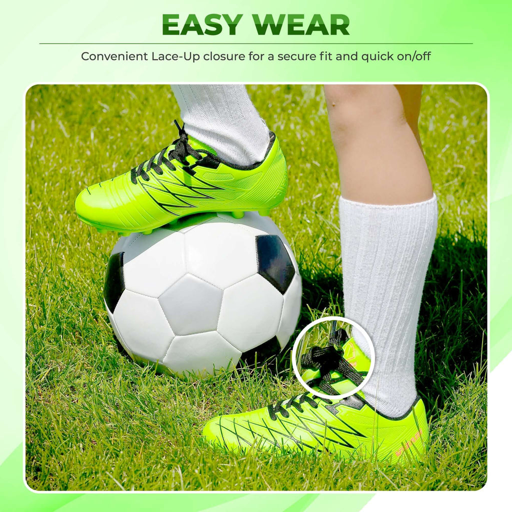 Vizari Boca Youth Firm Ground Soccer Cleats – Green/Black