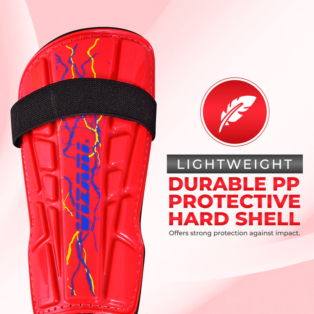 Zodiac Soccer Shin Guard with Detachable Ankle Protection-Red