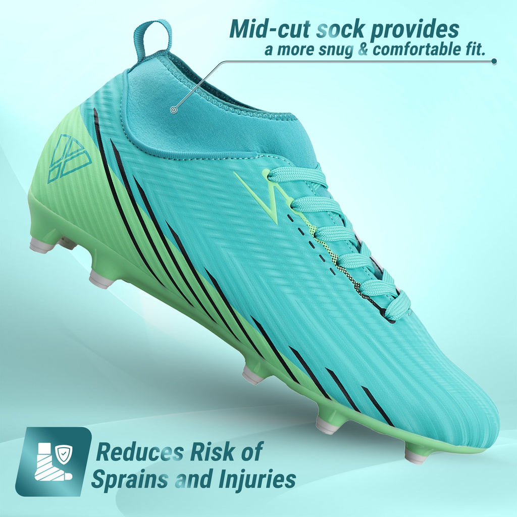 Tesoro Firm Ground Mid-Cut Soccer Shoes - Aqua/Mint