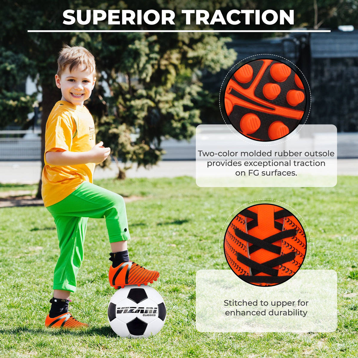 Vizari Impact Firm Ground Soccer Shoes – Orange/Silver