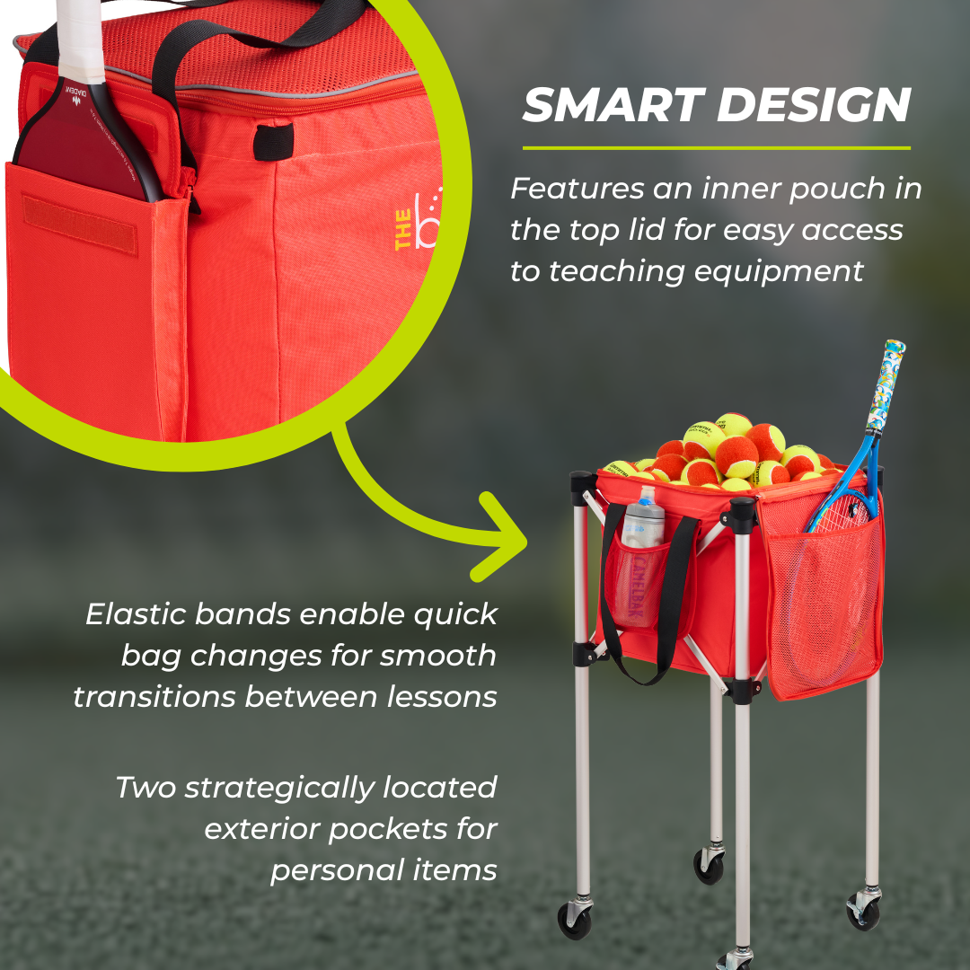 Ball Tote - Orange Replacement Bag for Tennis and Pickleball Pro Teaching Cart