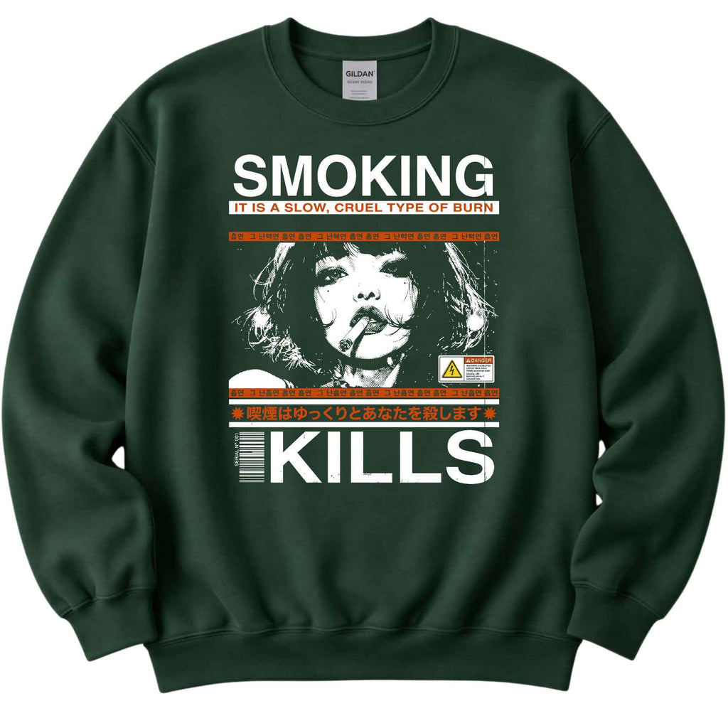 "Smoking Kills" Retro Manga Sweatshirt | Japanese Anime Graphic Top