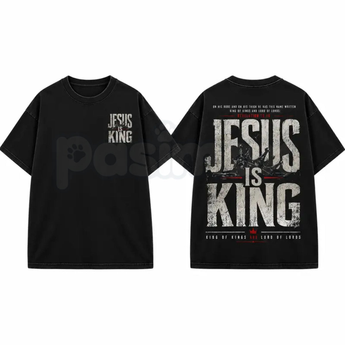 Jesus Is King Christian Washed Shirt – Retro Faith Graphic Tee, Vintage Mineral Wash Lightweight Cotton Unisex Worship Streetwear Top