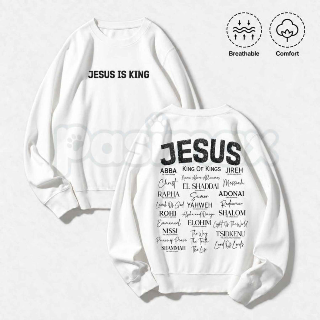 Jesus Is King Faith Crewneck Sweatshirt | Vintage Christian Graphic Top