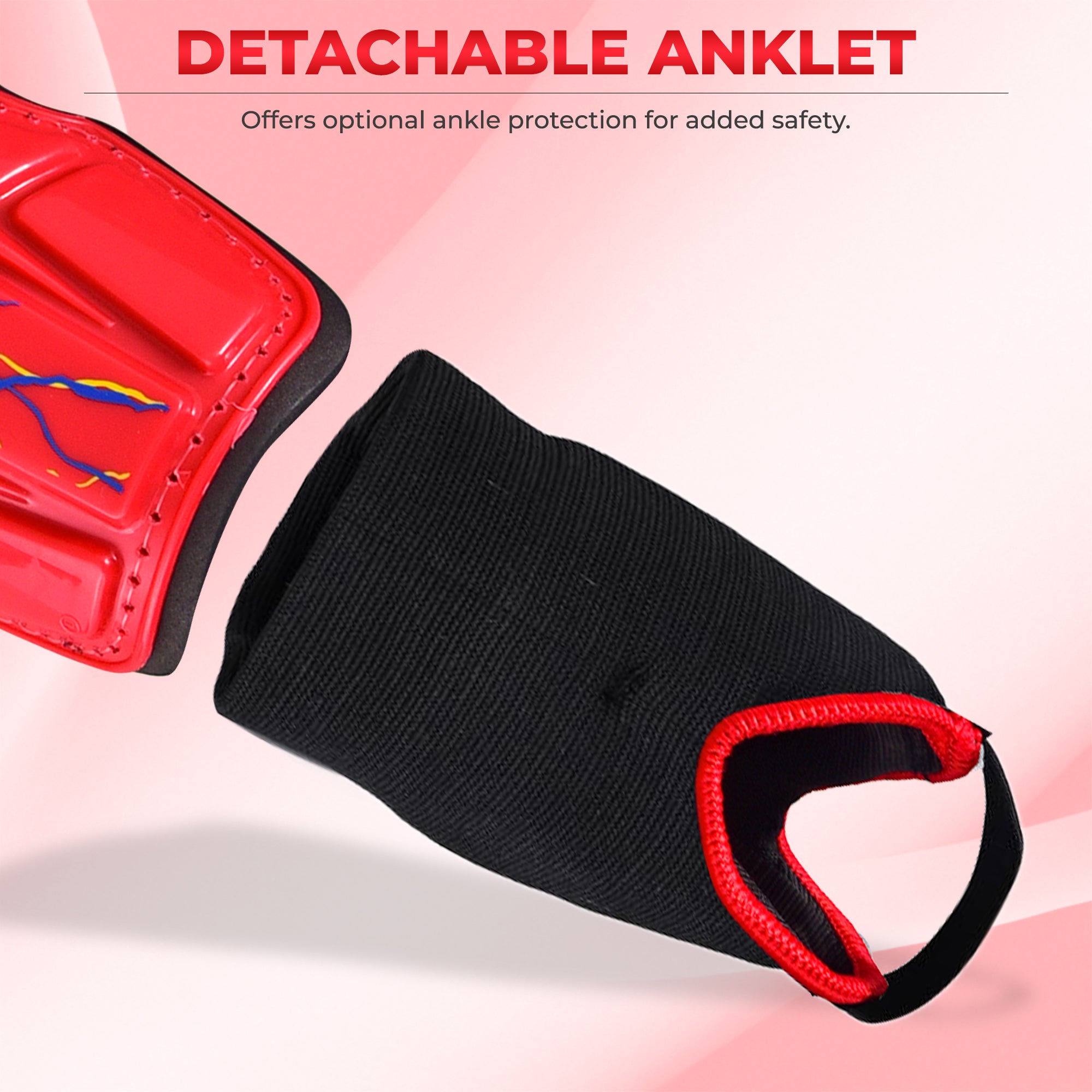Vizari Zodiac Soccer Shin Guard with Detachable Ankle Protection – Red