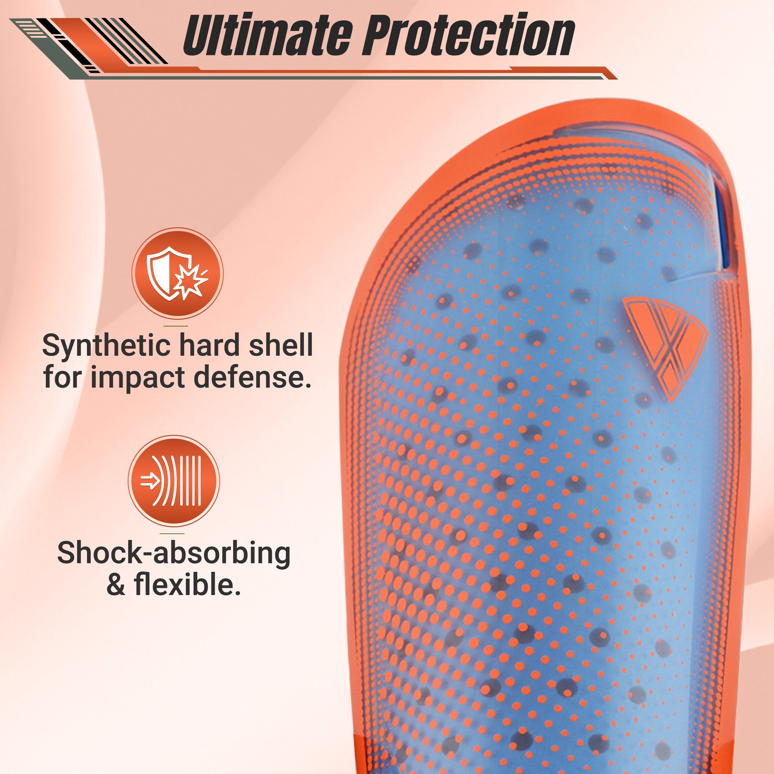 Atletico Soccer Shin Guard with Compression Pocket Sleeve - Orange/Blue