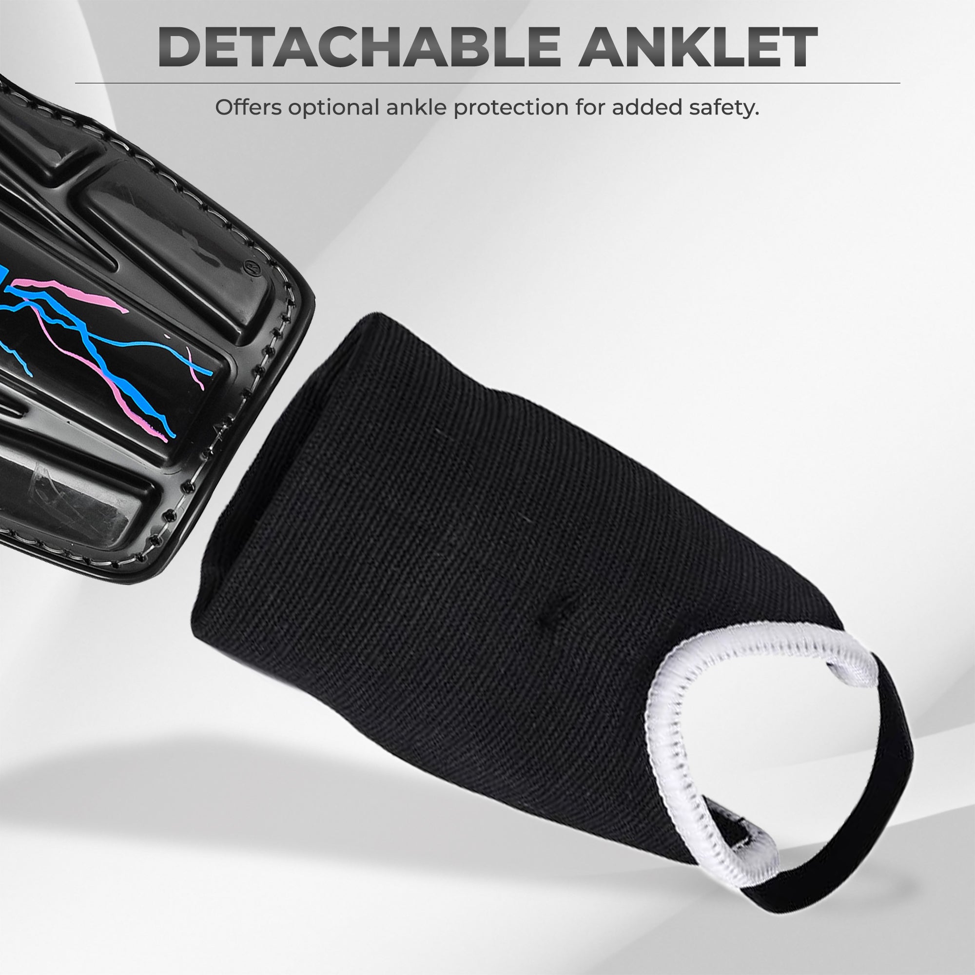Zodiac Soccer Shin Guard with Detachable Ankle Protection-Black