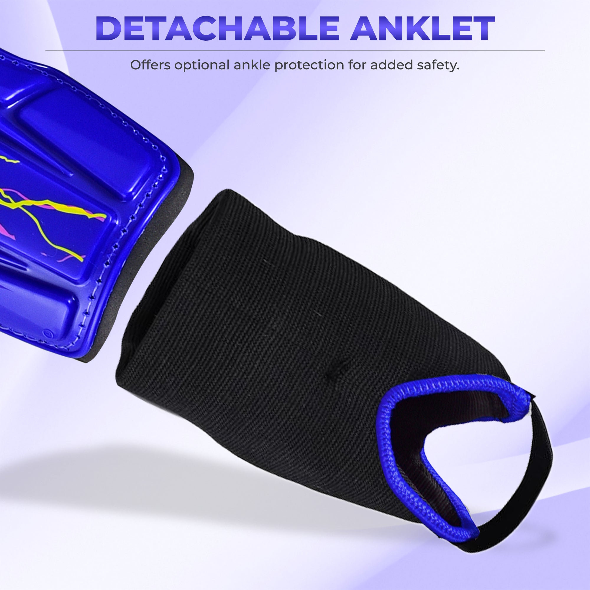 Zodiac Soccer Shin Guard with Detachable Ankle Protection-Blue