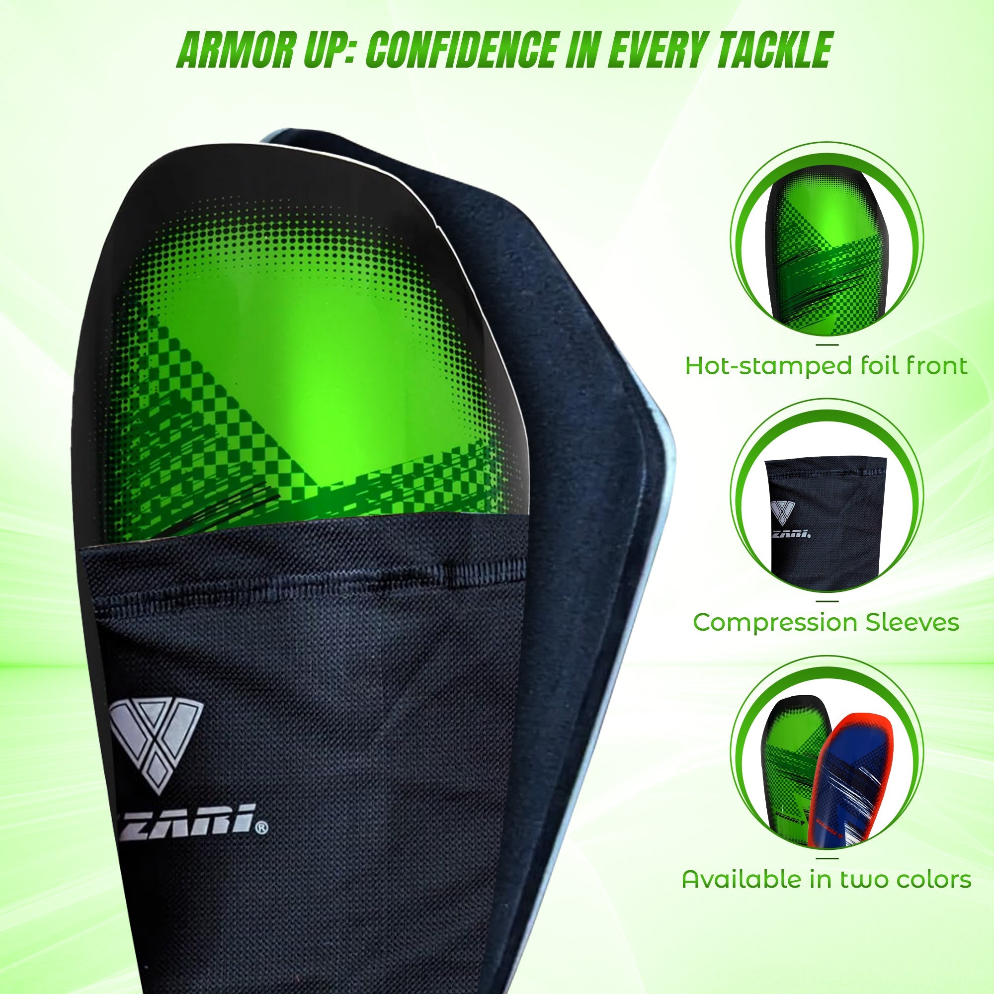 Aptos Soccer Shin Guard with Sleeve-Green/Black