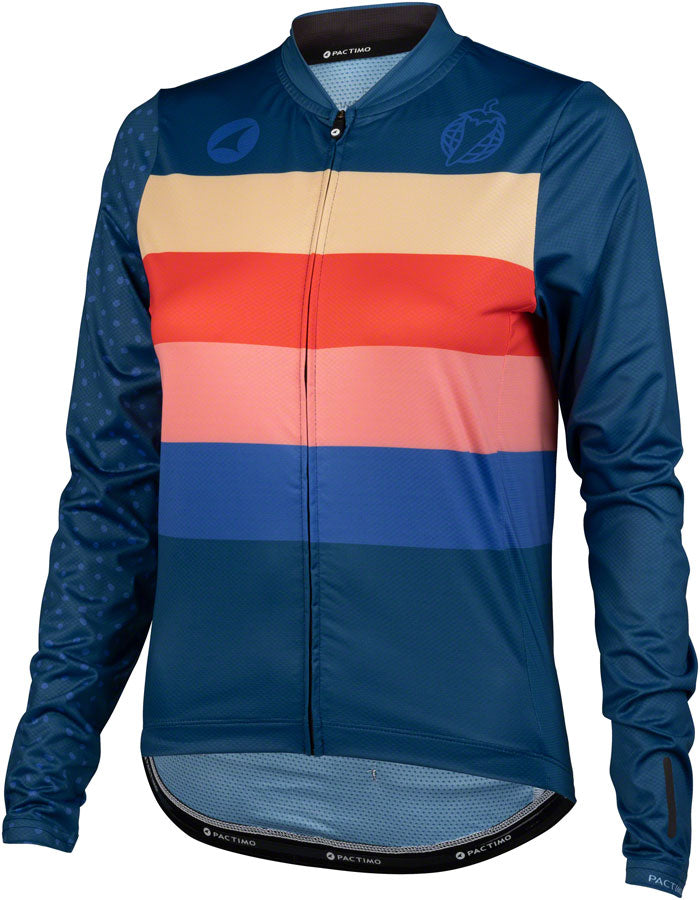 Salsa Team Polytone Women's Long Sleeve Jersey - Dark Blue w/ Stripes Small