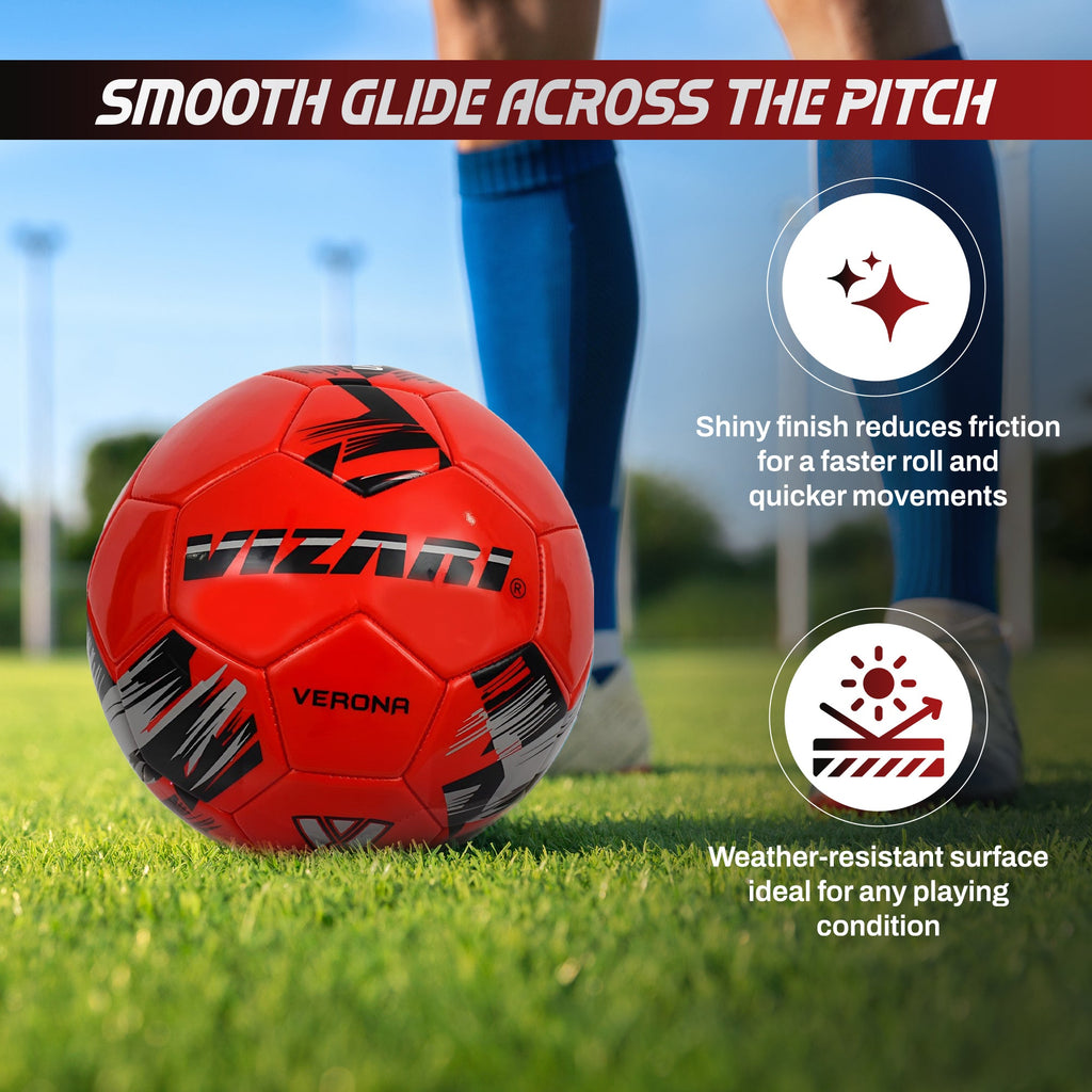 Verona Soccer Ball-Red/Black/Silver