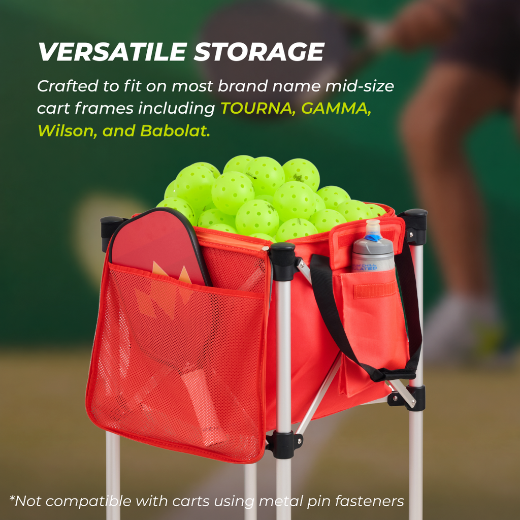 Ball Tote - Orange Replacement Bag for Tennis and Pickleball Pro Teaching Cart
