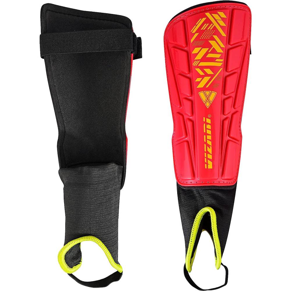 Malaga Soccer Shin Guard with Adjustable Straps-Red